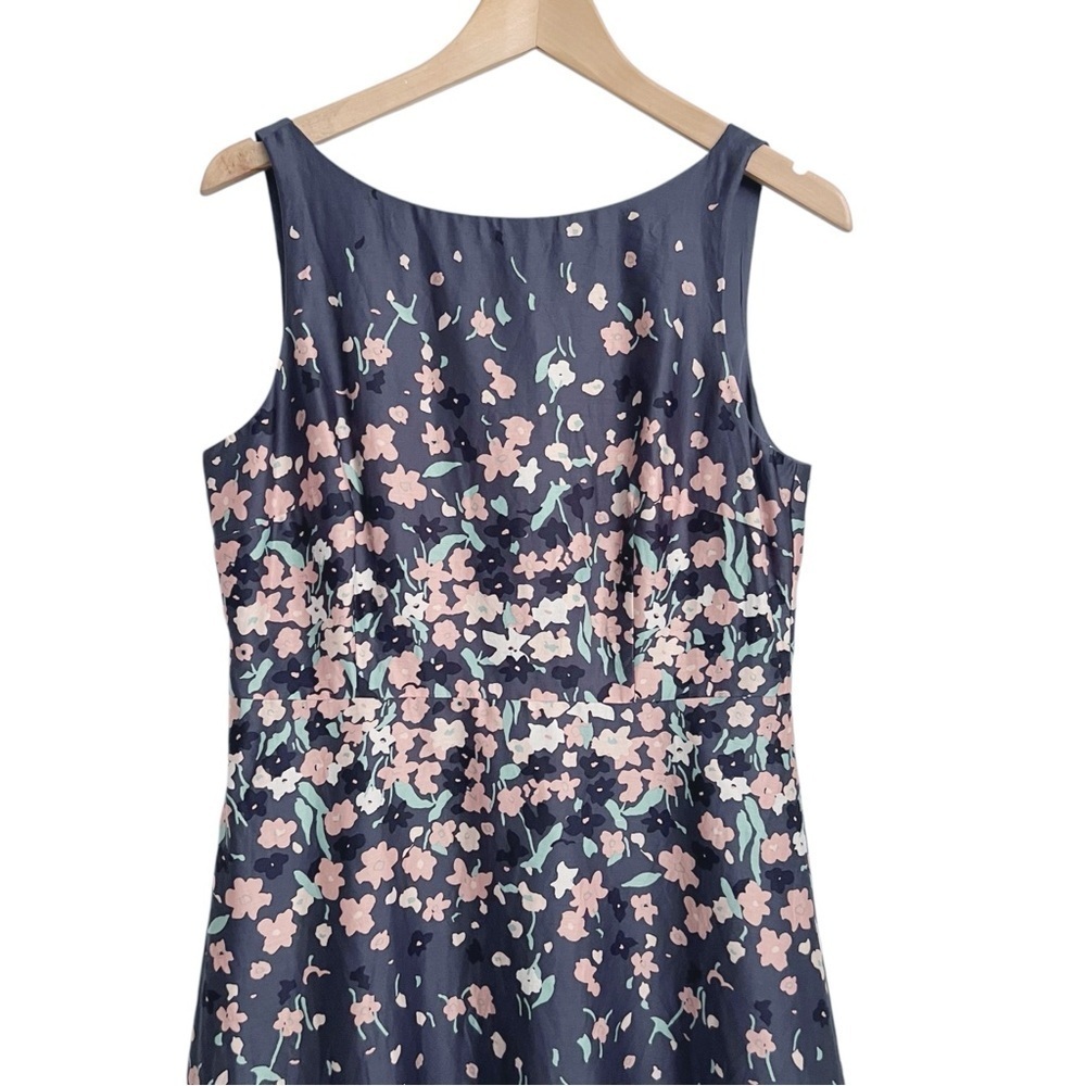 Loft Fit And Flair Blue Gray Floral Sleeveless Dress Above the Knee Size 8P - Picture 3 of 7